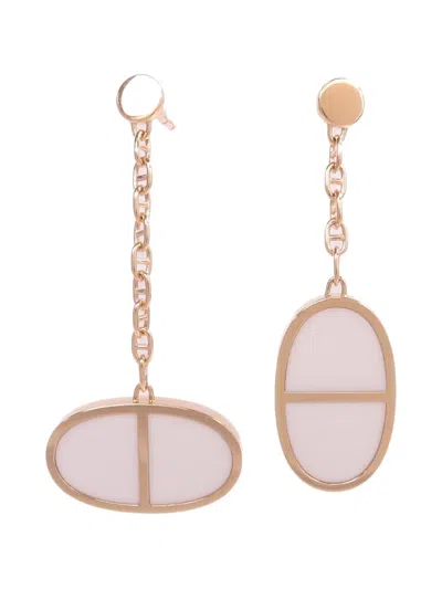 Pre-owned Hermes Chaine D'ancre Verso Earrings In Pink