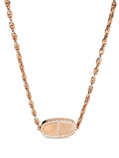 Pre-owned Hermes Chaîne D'ancre Verso Necklace In Pink