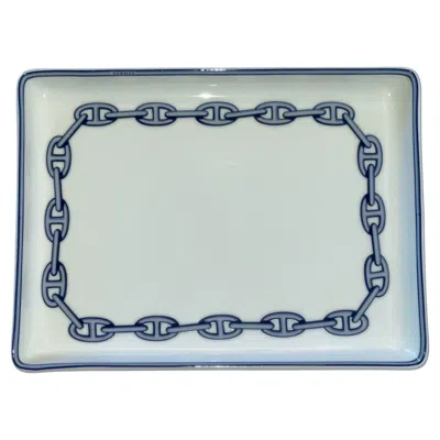 Pre-owned Hermes "chaine D'ancre" Vide Poche Or Change Tray In Gray