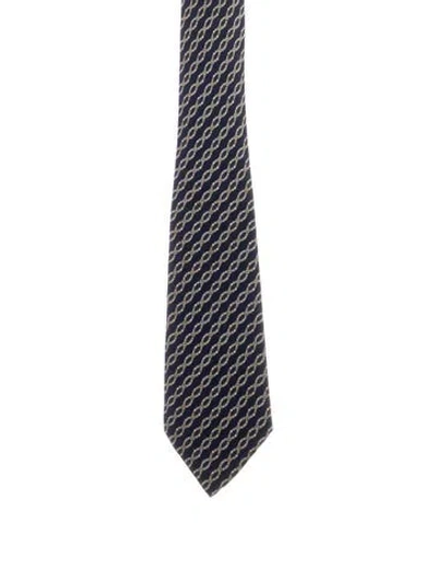 Pre-owned Hermes Chain-link Neck Tie In Gray