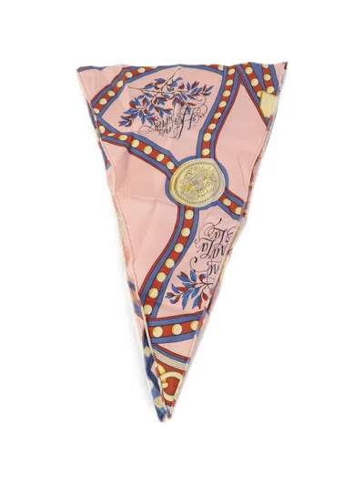Pre-owned Hermes Chain-print Scarf In Pink