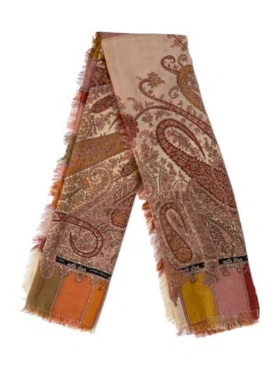 Pre-owned Hermes Châle Damier Cashmere Shawl In Brown