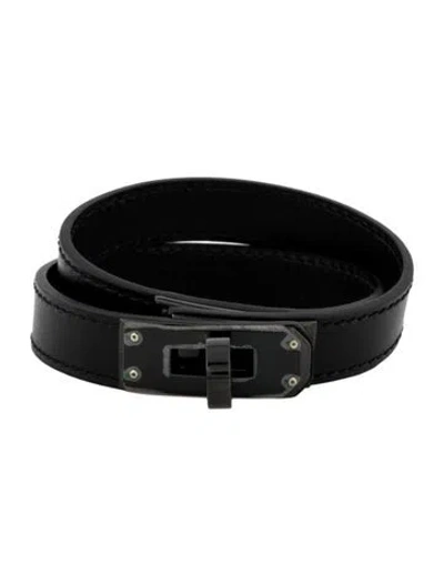 Pre-owned Hermes Chamkila Kelly Double Tour Bracelet, 14" In Black