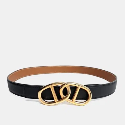 Pre-owned Hermes Hermès Chandal Reversible Belt (b) In Black