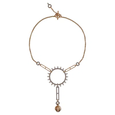 Pre-owned Hermes Chandra Necklace In 18k Rose Gold. In Red