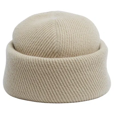 Pre-owned Hermes Hermès Chapeau Bonnet T55 Ecru Wool Whipcord Miki Hat Us6 7/8 Or 21.5 In  In Brown