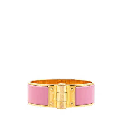 Pre-owned Hermes Charnière Gold Plated Bracelet Jewelry () In Pink