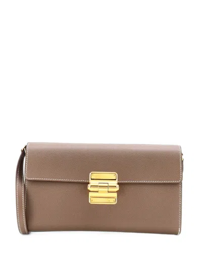 Pre-owned Hermes Charniere To Go Pouch Madame Crossbody Bag In Grey