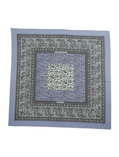 Pre-owned Hermes Chasse En Inde Cashmere Shawl In Blue