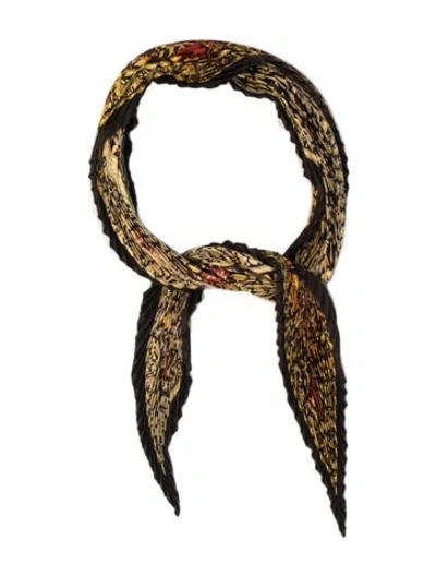 Pre-owned Hermes Chasse En Inde Silk Plissé Scarf In Brown