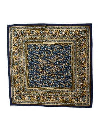 Pre-owned Hermes Chasse En Inde Silk Scarf In Blue