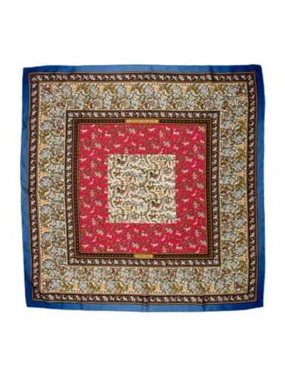 Pre-owned Hermes Chasse En Inde Silk Scarf In Blue