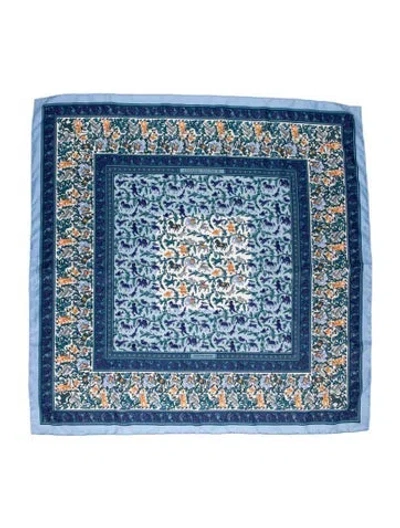 Pre-owned Hermes Chasse En Inde Silk Scarf In Blue