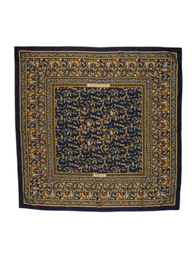 Pre-owned Hermes Chasse En Inde Silk Scarf In Blue