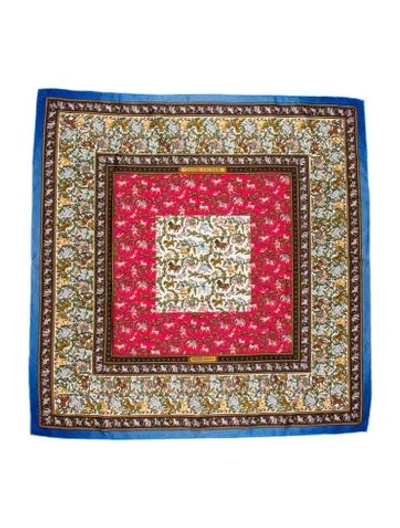 Pre-owned Hermes Chasse En Inde Silk Scarf In Blue