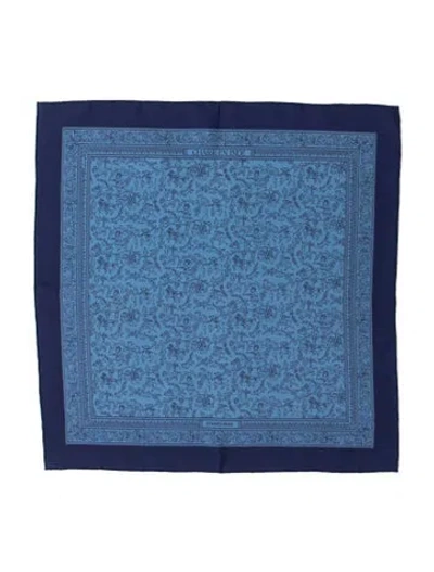 Pre-owned Hermes Chasse En Inde Silk Scarf In Blue