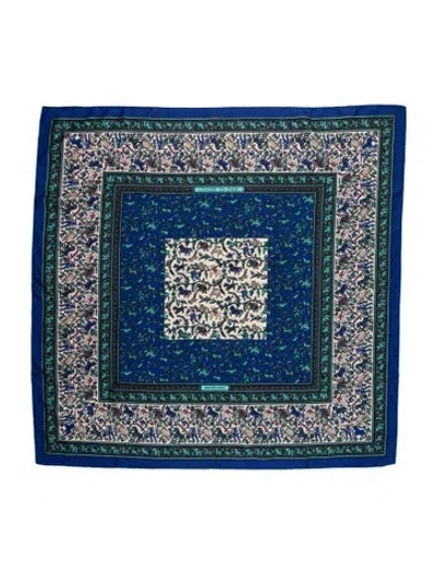 Pre-owned Hermes Chasse En Inde Silk Scarf In Blue