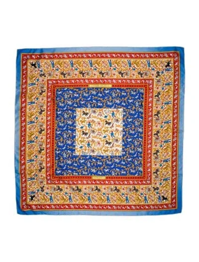 Pre-owned Hermes Chasse En Inde Silk Scarf In Multi