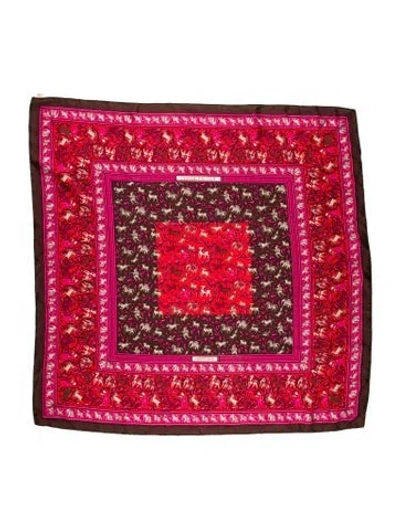 Pre-owned Hermes Chasse En Inde Silk Scarf In Pink