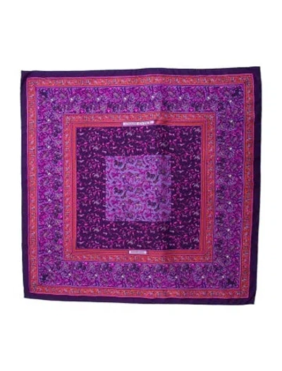 Pre-owned Hermes Chasse En Inde Silk Scarf In Purple