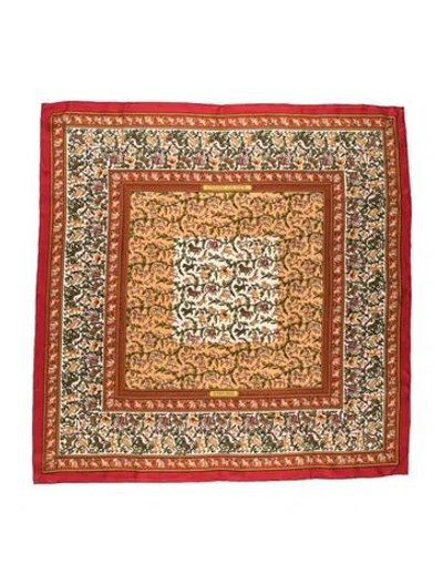 Pre-owned Hermes Chasse En Inde Silk Scarf In Red