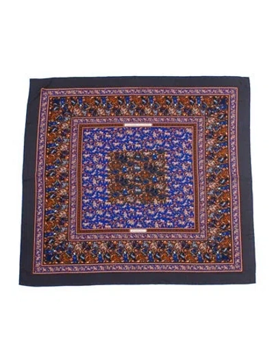 Pre-owned Hermes Chasse En Inde Silk Shawl In Blue