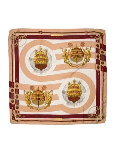 Pre-owned Hermes Chateaux D'arriere Silk Scarf In Red