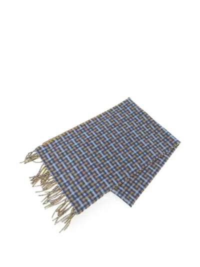 Pre-owned Hermes Check Fringe Scarf In Neutral