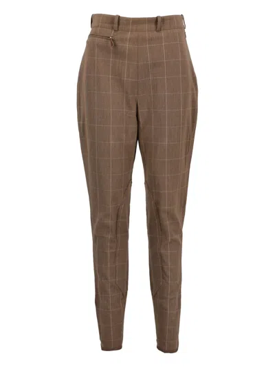 Pre-owned Hermes Checked Trousers In Brown