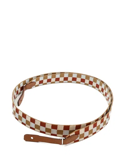Pre-owned Hermes Check-pattern Bag Strap In Brown