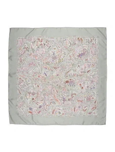 Pre-owned Hermes Chemins De Garrigue Silk Scarf In Green