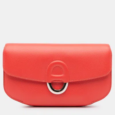 Pre-owned Hermes Cherche Midi 22 Red Epsom Leather Clutch Bag
