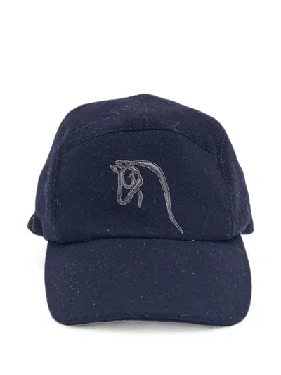 Pre-owned Hermes Cheval Au Trait Baseball Cap In Blue