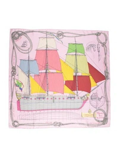 Pre-owned Hermes Cheval De Mer Silk Scarf In Pink