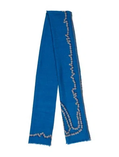 Pre-owned Hermes Cheval Dechaine Cashmere Scarf W/ Tags In Blue
