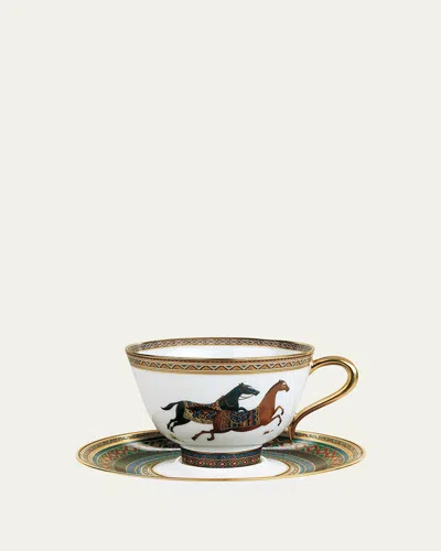 Pre-owned Hermes Cheval D'orient Tea Cup & Saucer