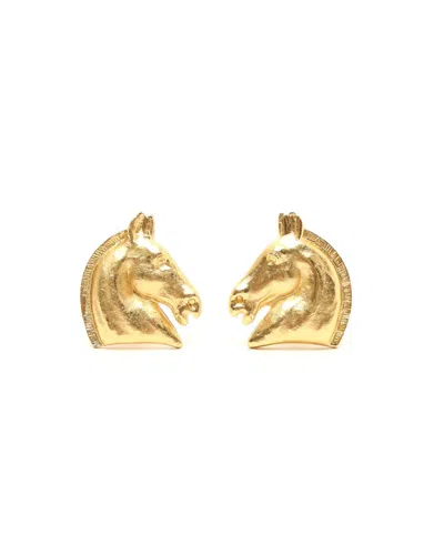 Pre-owned Hermes Hermès Cheval Horse Clip-on Earrings In Yellow