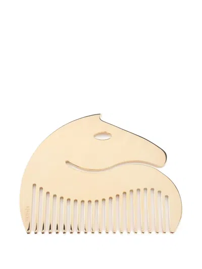 Pre-owned Hermes Cheval Horse Comb In Gold