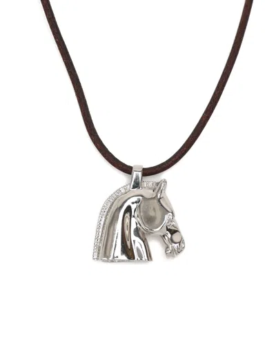 Pre-owned Hermes Hermès Cheval Horse Necklace In Silver