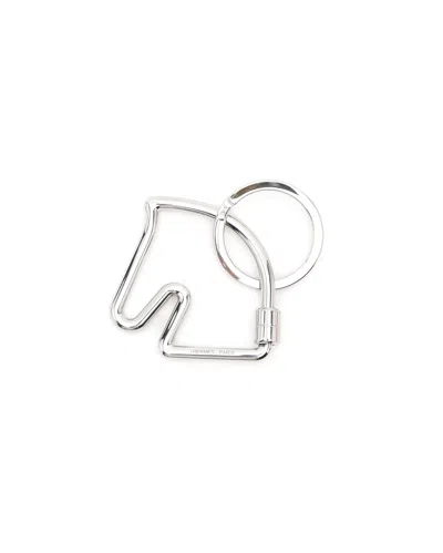 Pre-owned Hermes Hermès Cheval Keyring In Silver