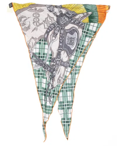 Pre-owned Hermes Hermès Cheval Punk Triangle Cashmere Silk Scarf In Multi