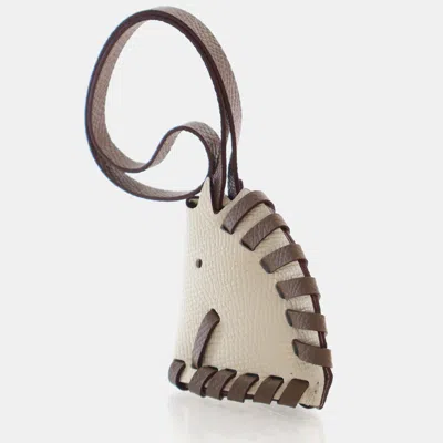 Pre-owned Hermes Cheval Tresse Nata Etoupe Epsom Calfskin Leather Bag Charm In Beige