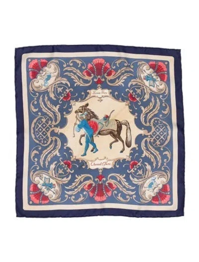 Pre-owned Hermes Cheval Turc Silk Scarf In Blue