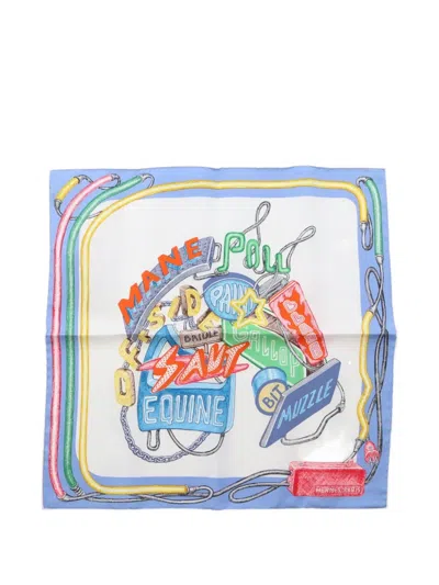 Pre-owned Hermes Chevaloscope Neon Scarf In White