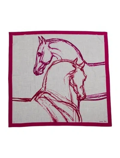 Pre-owned Hermes Chevaux Au Pre Cashmere Shawl In Gray