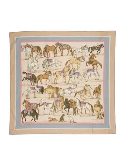 Pre-owned Hermes Chevaux D'apres Van Der Meulen Scarf In Multi