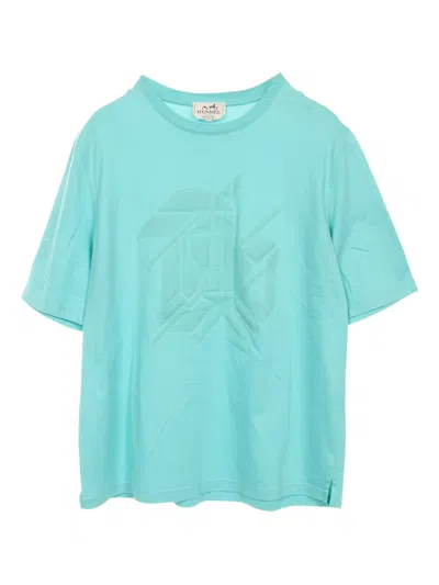 Pre-owned Hermes Chevaux En Symetrie T-shirt In Blue