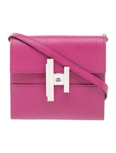 Pre-owned Hermes Cheve Mysore Cinhetic To Go Wallet In Pink