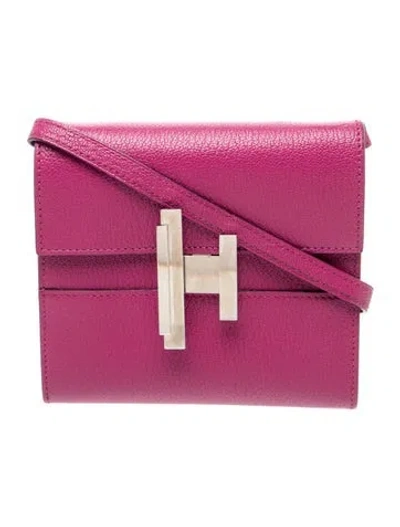 Pre-owned Hermes Cheve Mysore Cinhetic To Go Wallet In Pink