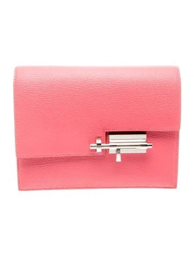 Pre-owned Hermes Chevre Chamkila Verrou Pochette In Pink